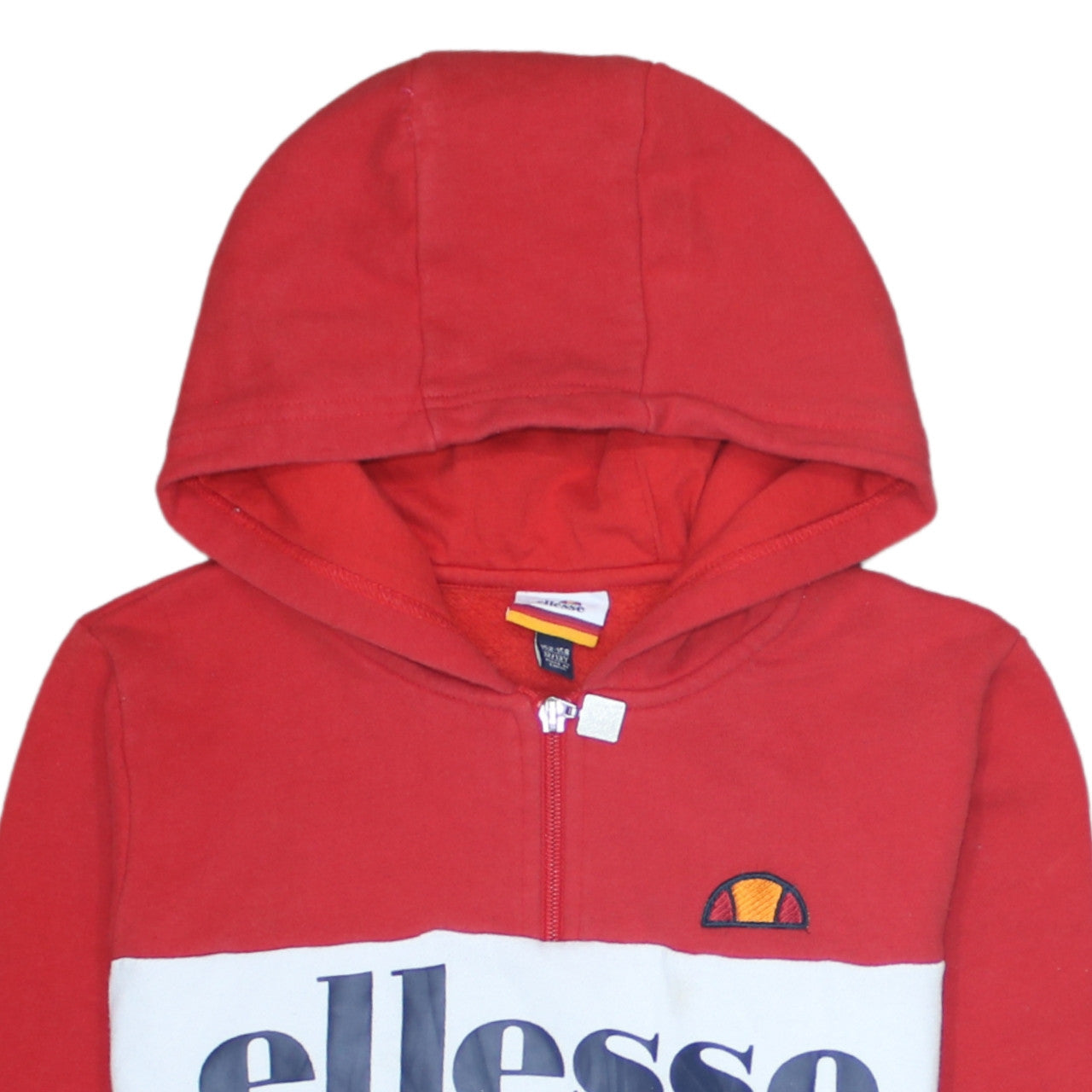 Ellesse Boys Red Blue Colourblock 12-13 Years Half Zip Hoodie Cotton Blend