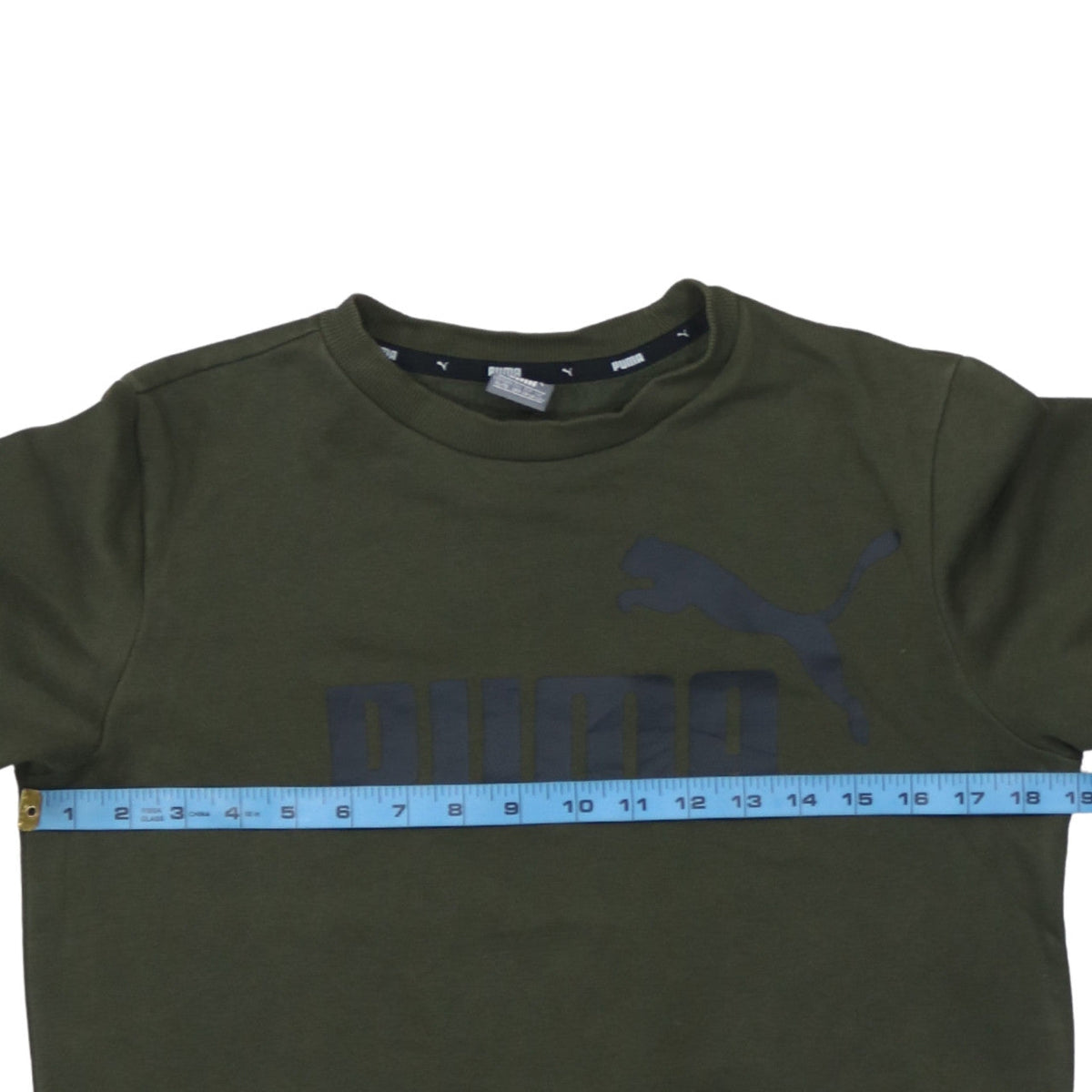 Puma Boys Green Crew Neck Pullover Sweatshirt 13-14 Years Logo Print