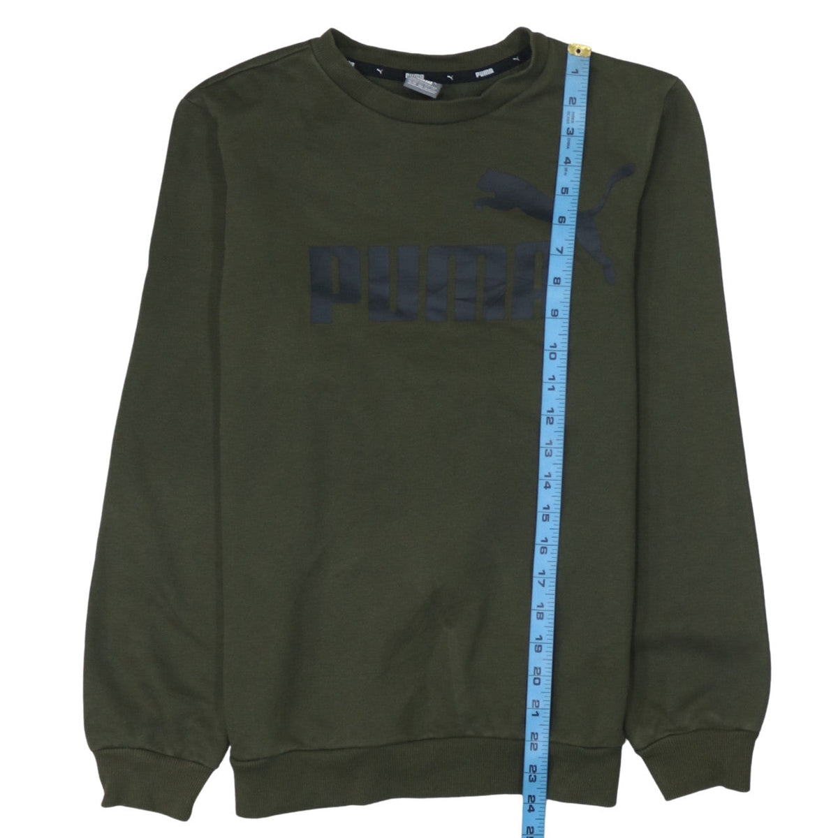 Puma Boys Green Crew Neck Pullover Sweatshirt 13-14 Years Logo Print
