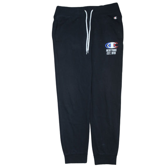 Champion Men's Black Medium Jogger Sweatpants Logo New York 1919
