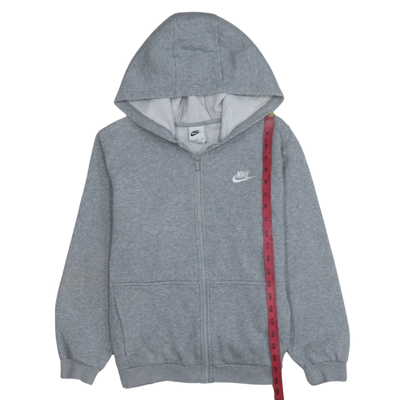 Nike Boys Grey Full Zip Hoodie XL 158-170cm Cotton Blend Zip Pocket