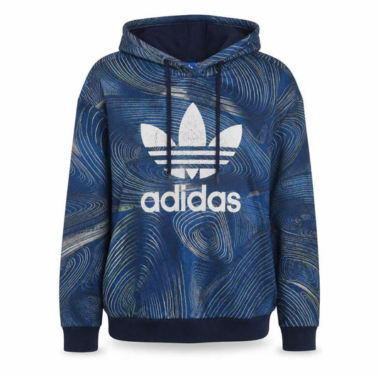 Adidas Womens Blue Graphic Pullover Hoodie Size 16