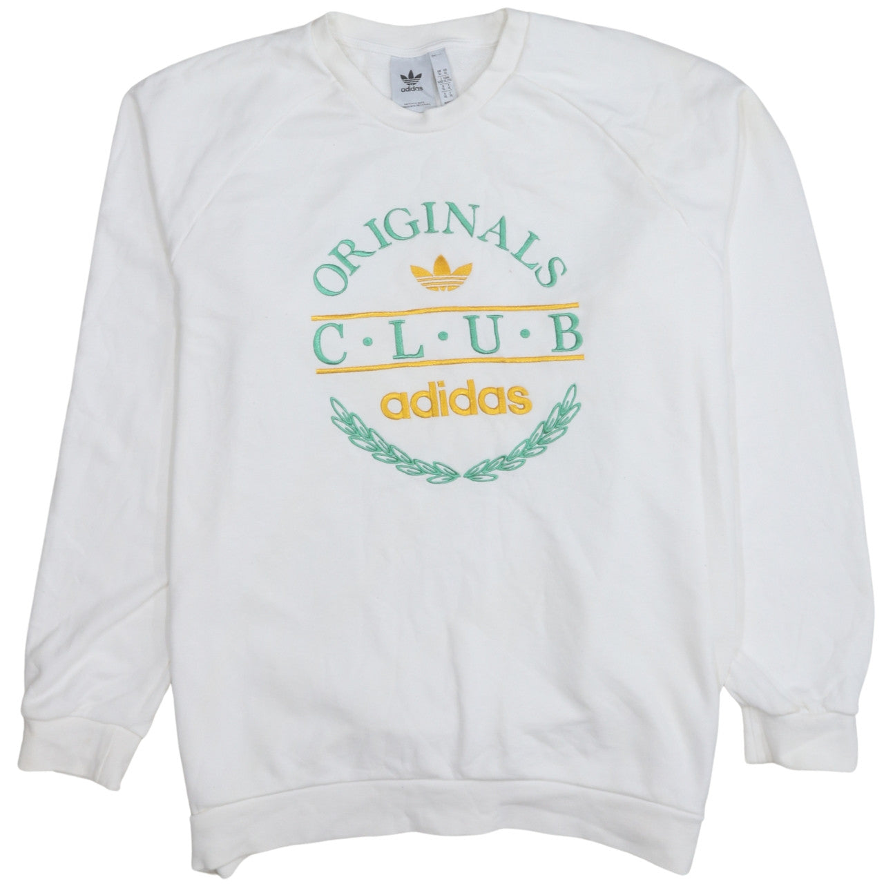 Adidas Men's White XL Originals Club Embroidered Pullover Sweatshirt