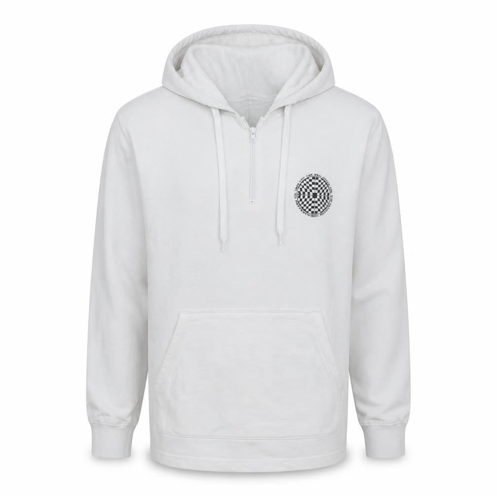 Vans Men's White Medium 1/2 Zip Hoodie With Checker Logo