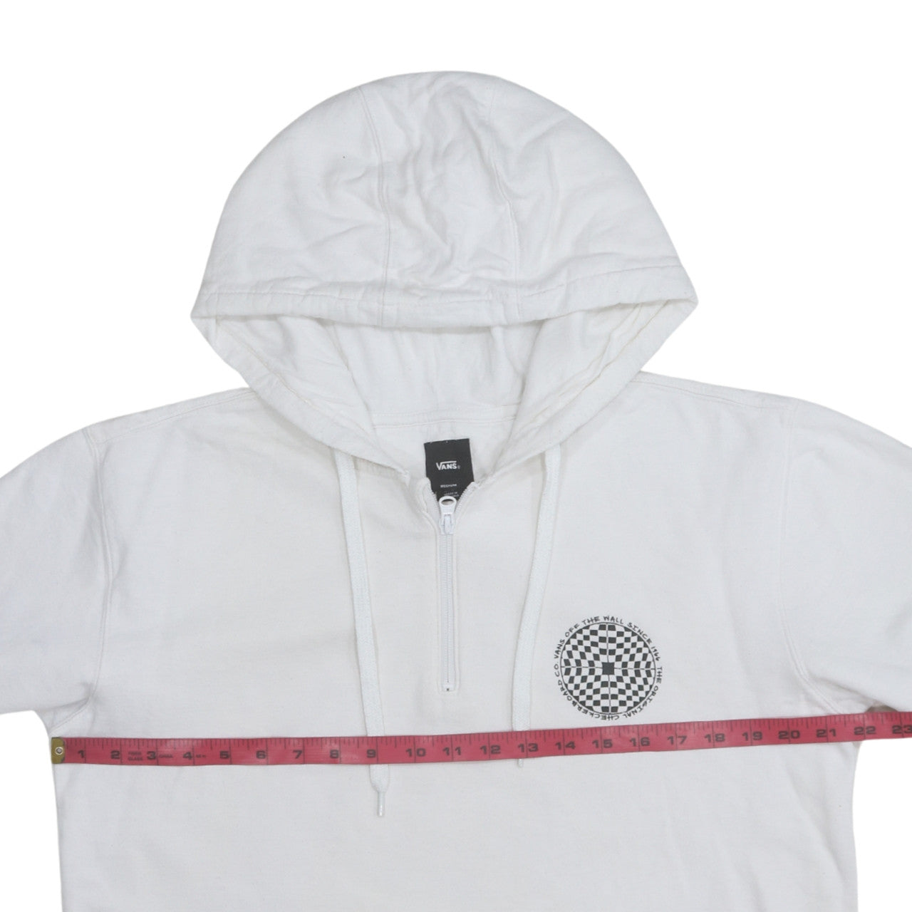 Vans Men's White Medium 1/2 Zip Hoodie With Checker Logo