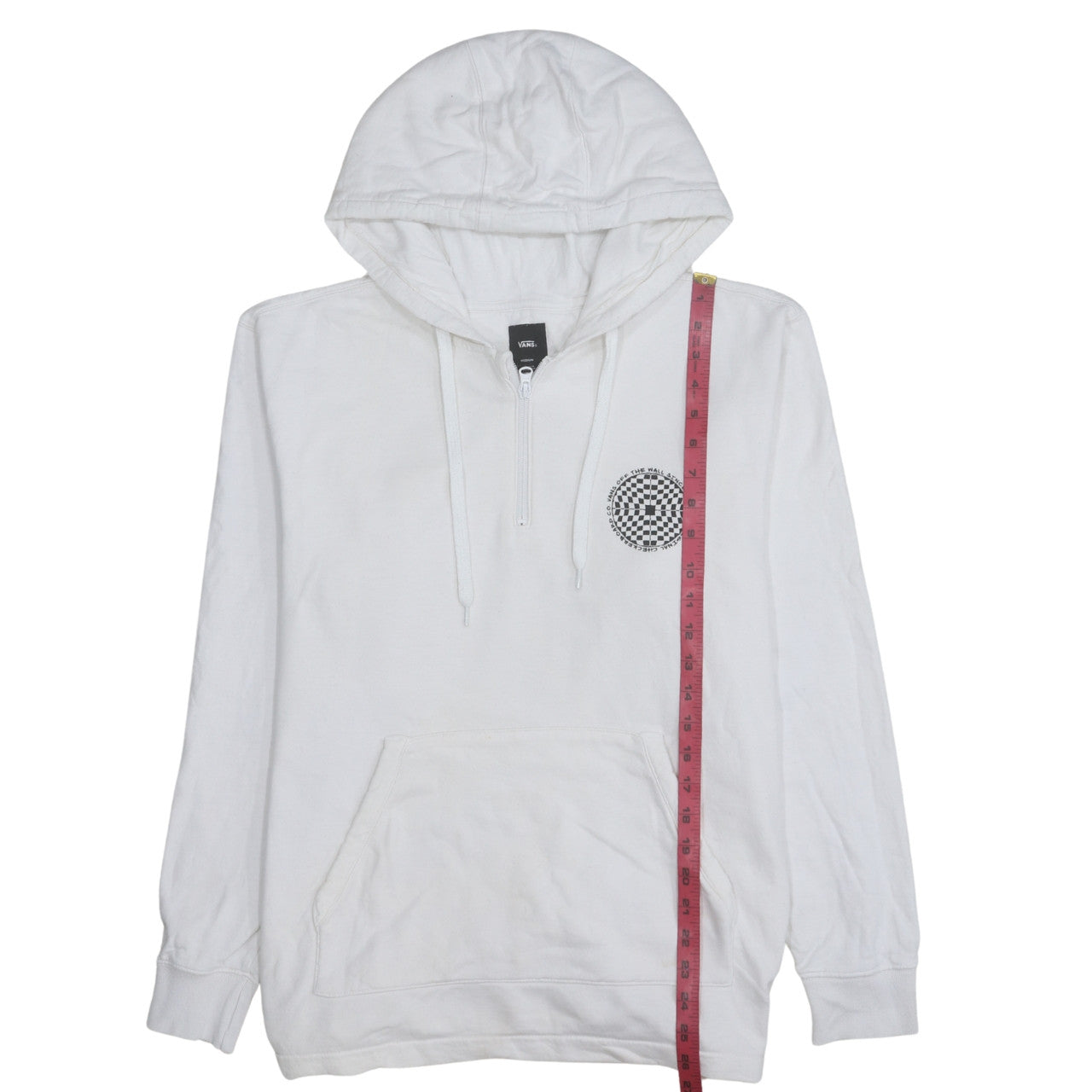 Vans Men's White Medium 1/2 Zip Hoodie With Checker Logo