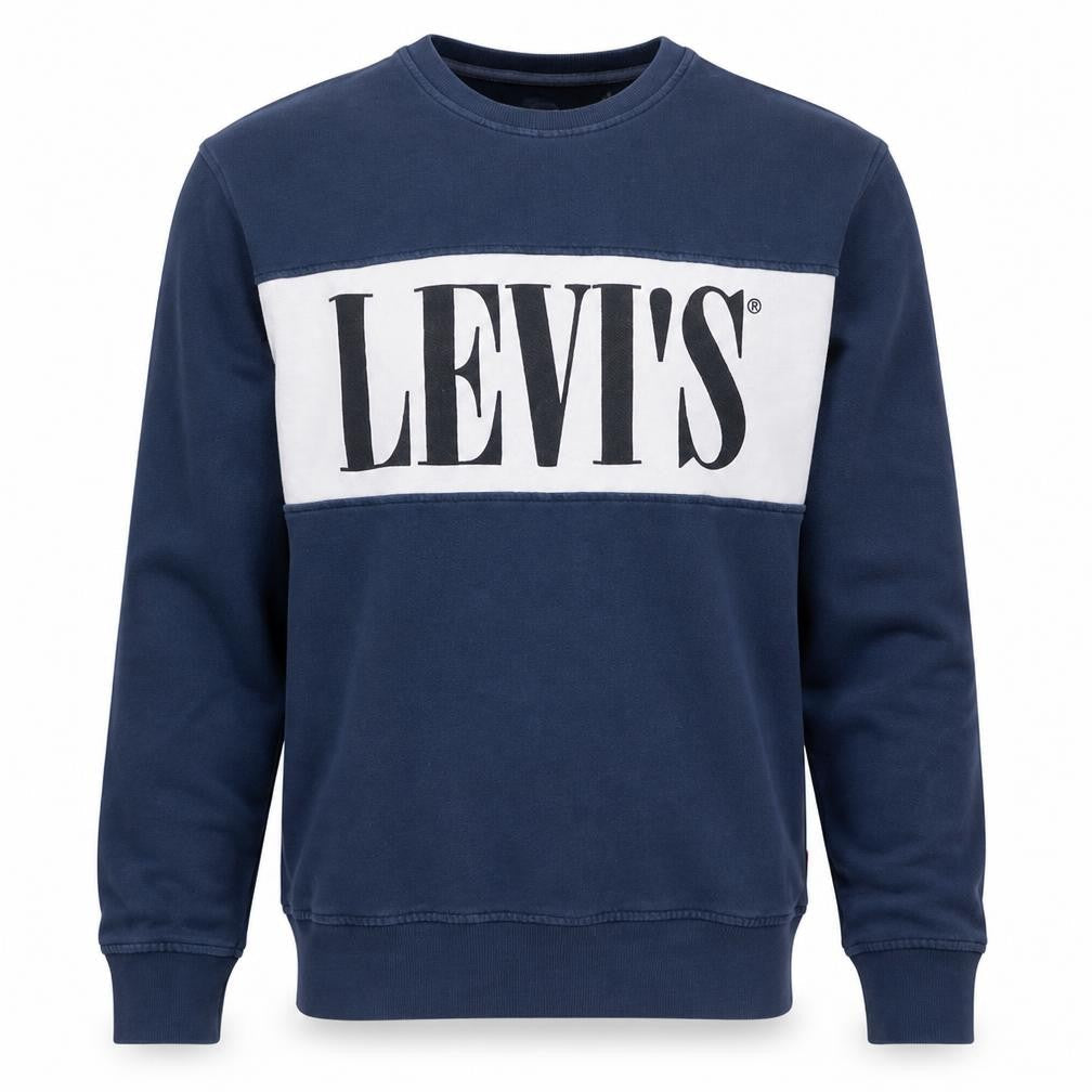 Levi's Mens Blue Logo Crew Neck Pullover Sweatshirt Size L