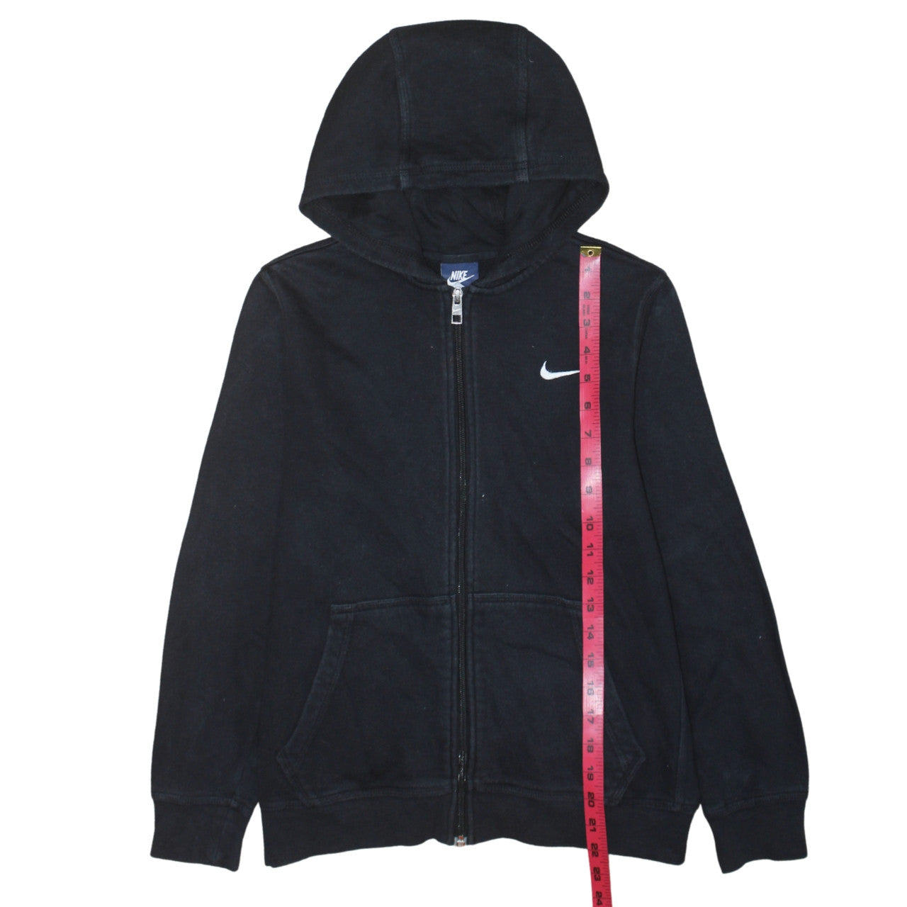 Nike Boys Black Full Zip Hoodie 12-13 Years Lined Cotton Blend Sportswear