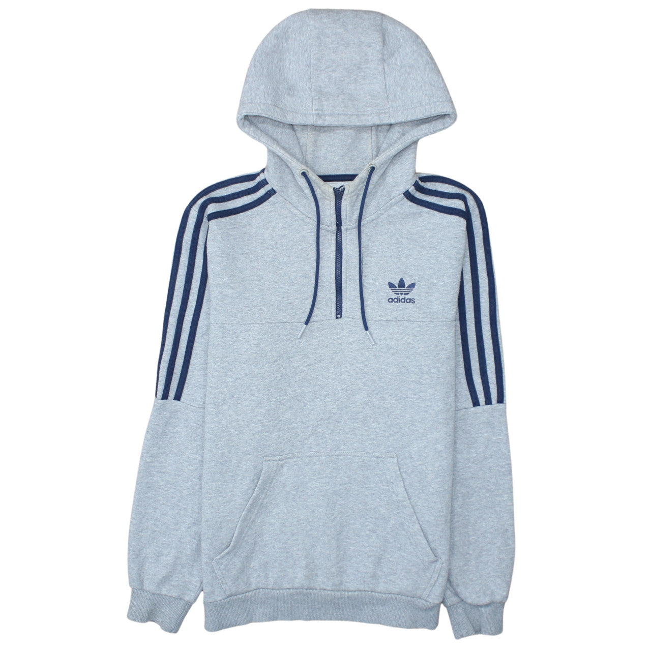 Adidas Mens Grey 1/2 Zip Hooded Sweatshirt S Regular Fit