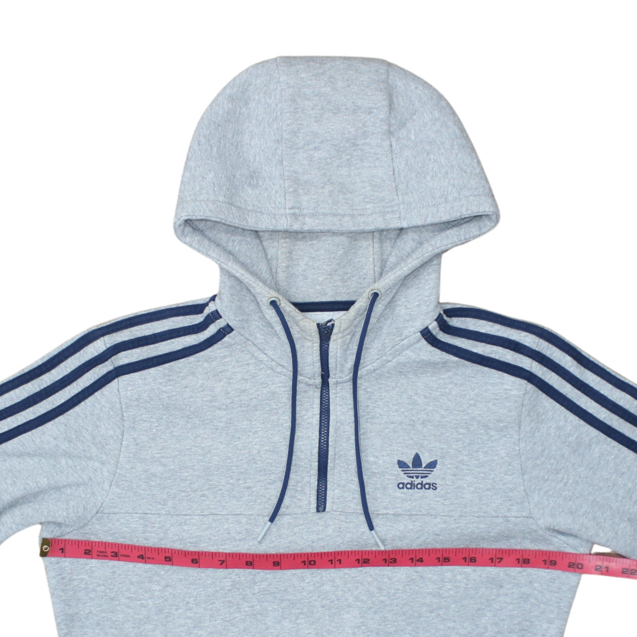 Adidas Mens Grey 1/2 Zip Hooded Sweatshirt S Regular Fit