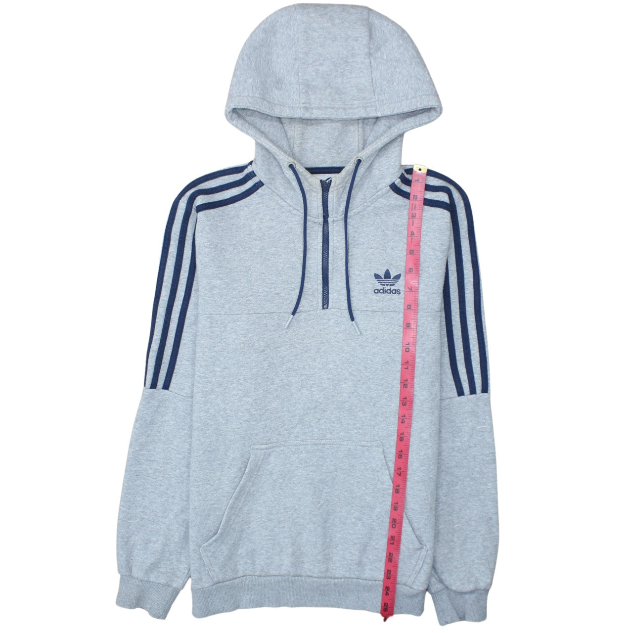 Adidas Mens Grey 1/2 Zip Hooded Sweatshirt S Regular Fit
