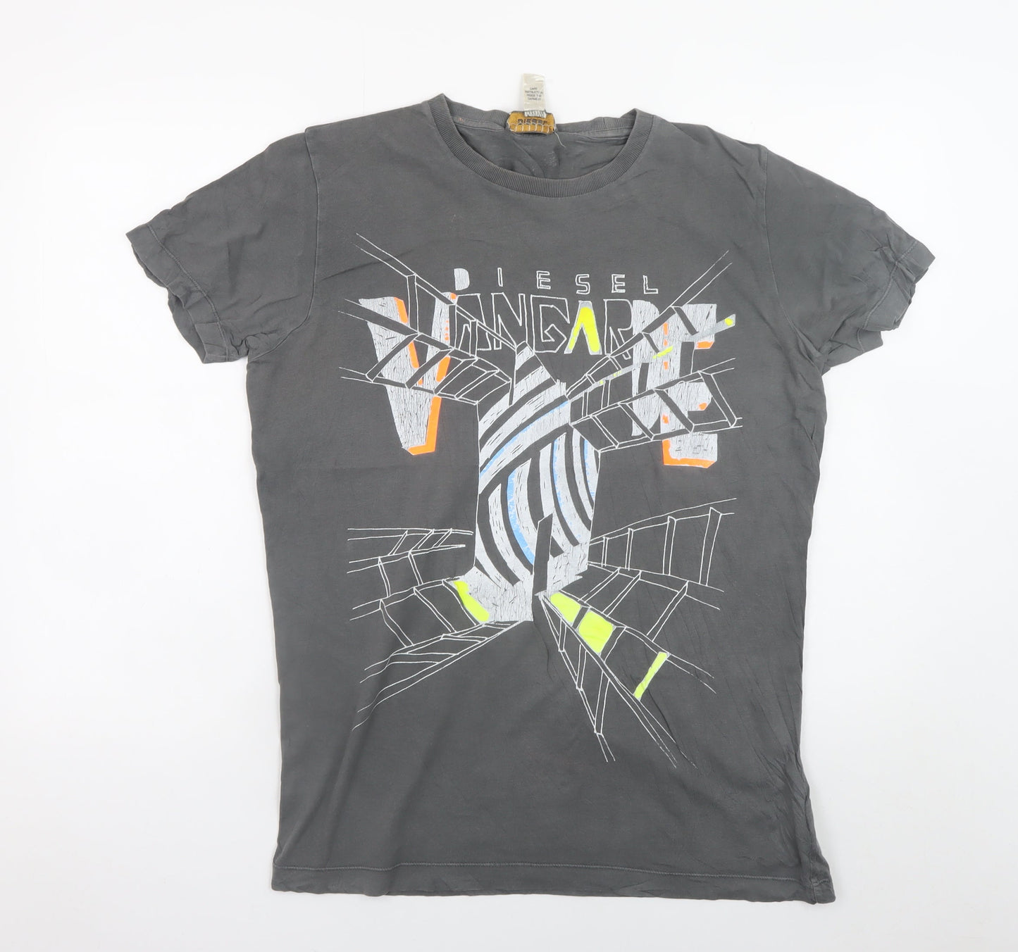 Diesel Men's Grey Graphic Print Cotton T-Shirt Size L