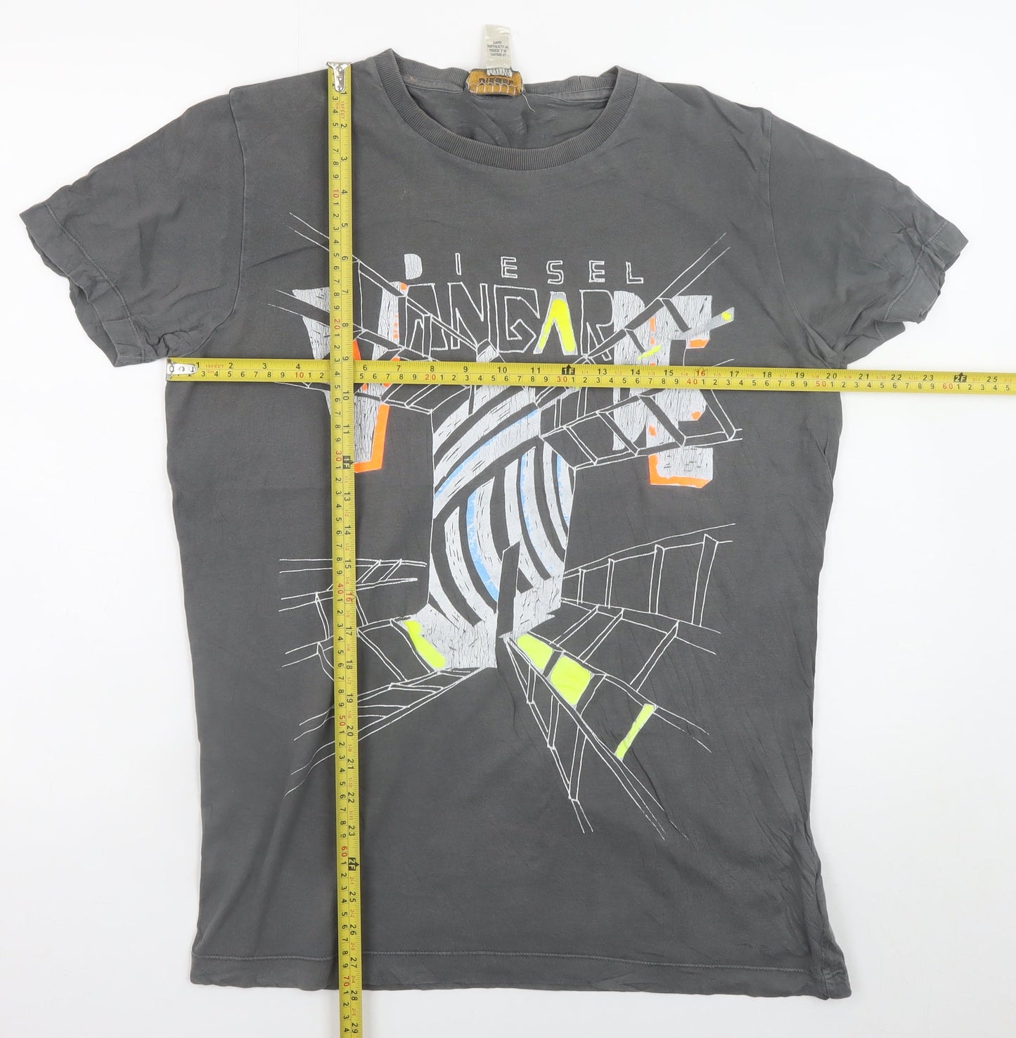 Diesel Men's Grey Graphic Print Cotton T-Shirt Size L