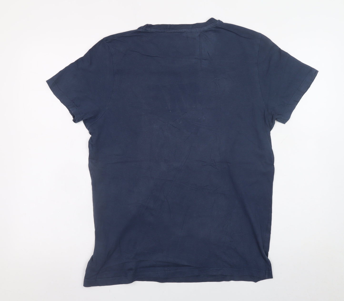 Jack & Jones Men's Blue Graphic Print Crew Neck T-Shirt Size L