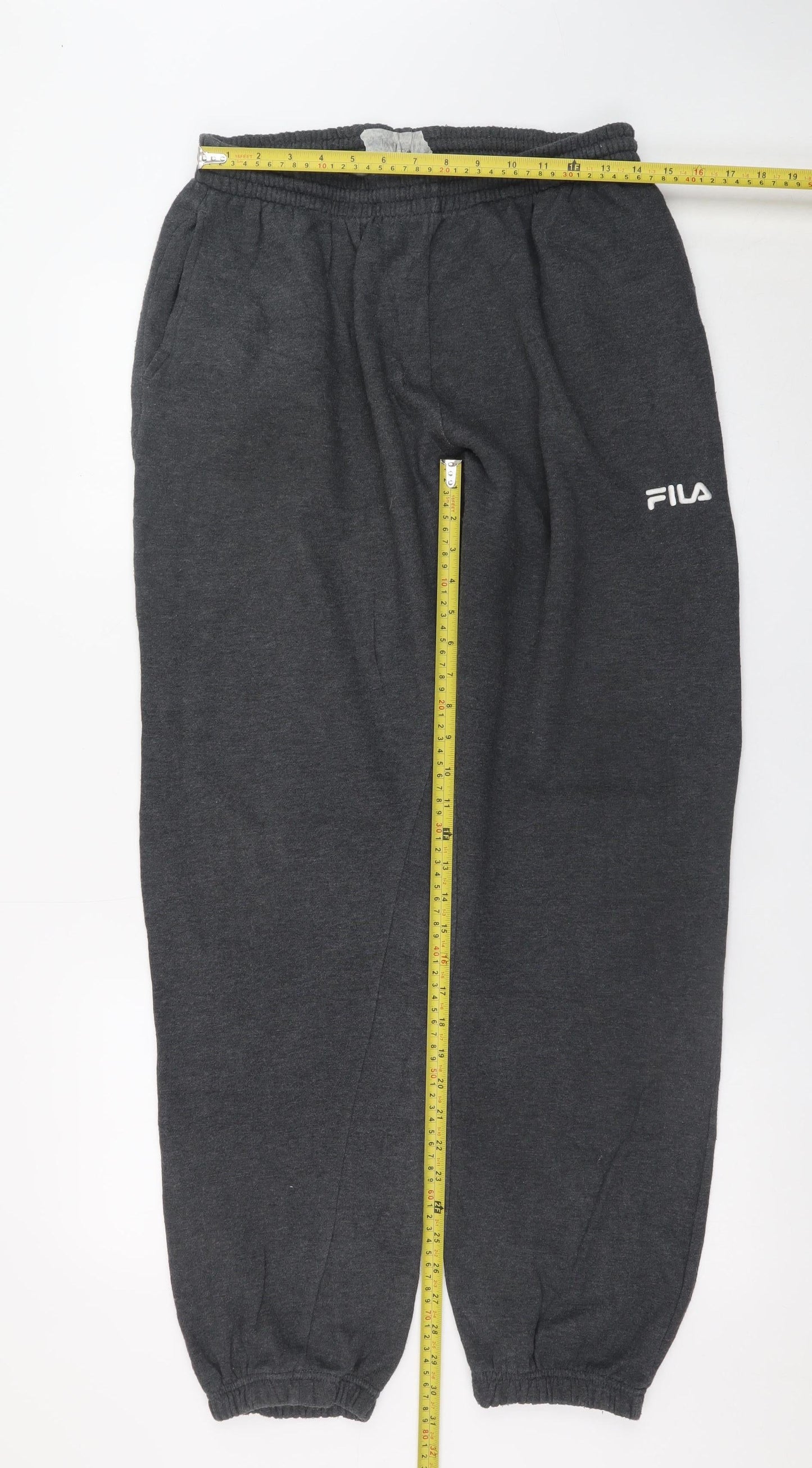 Fila Mens Grey L Sweatpants Regular Fit Logo Joggers