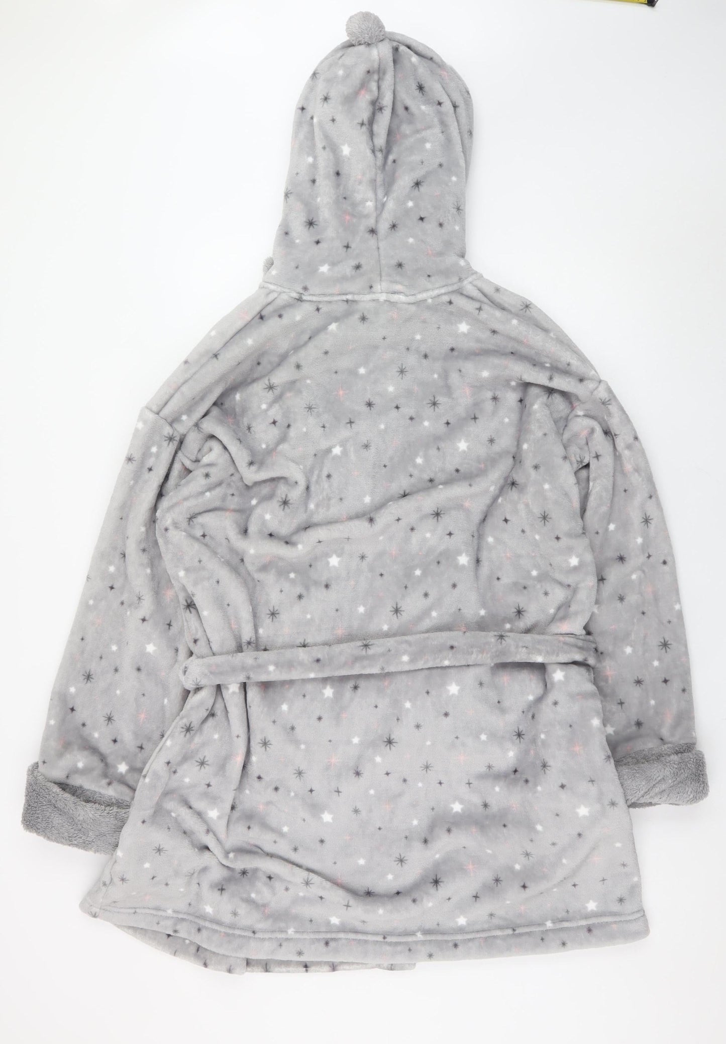 Marks and Spencer Women Grey Fleece Hooded Plus Robe 20-22