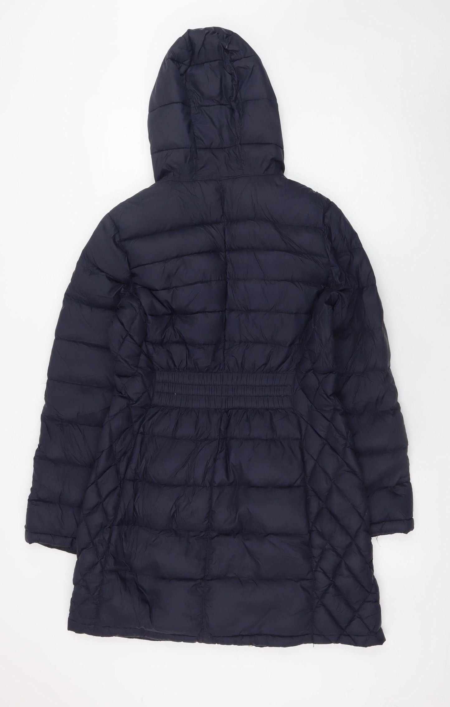 Michael Kors Women's Blue Long Hooded Down Puffer Coat Size S