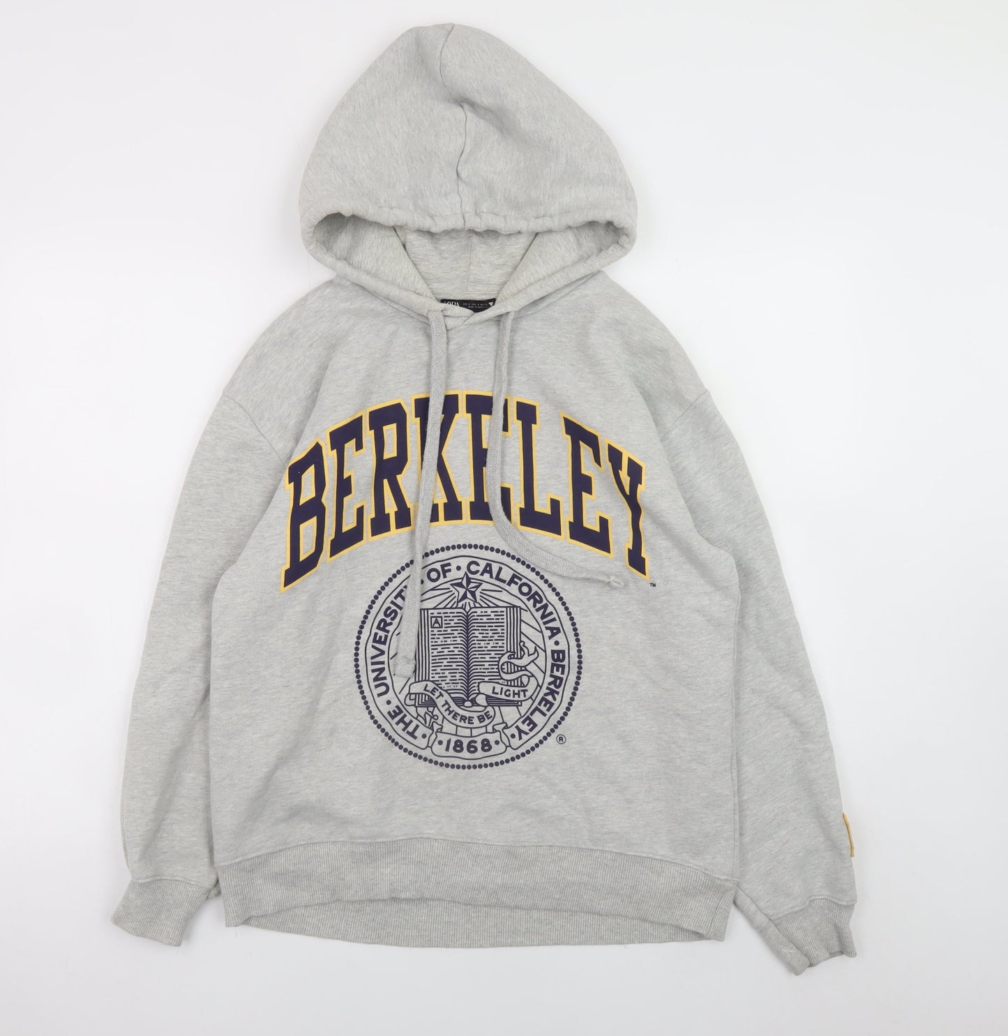 Zara Men Grey Berkeley Pullover Hoodie S Graphic Print