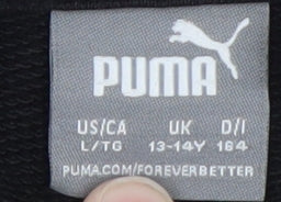 Puma Boys Black Pullover Hoodie 13-14 Years Cotton Viscose Logo Sweatshirt