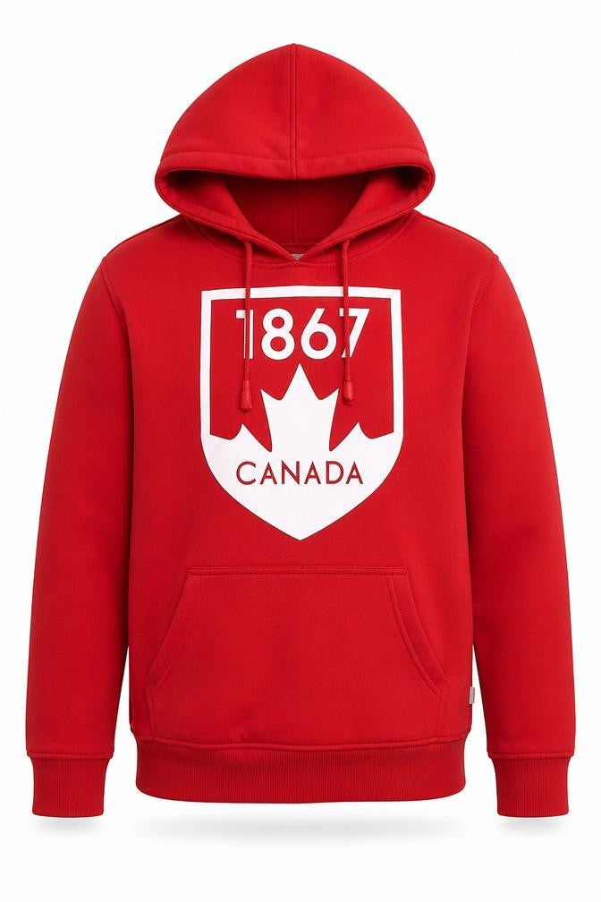 TM Blenz Men's Red Pullover Hoodie Small Canada Logo Fleece