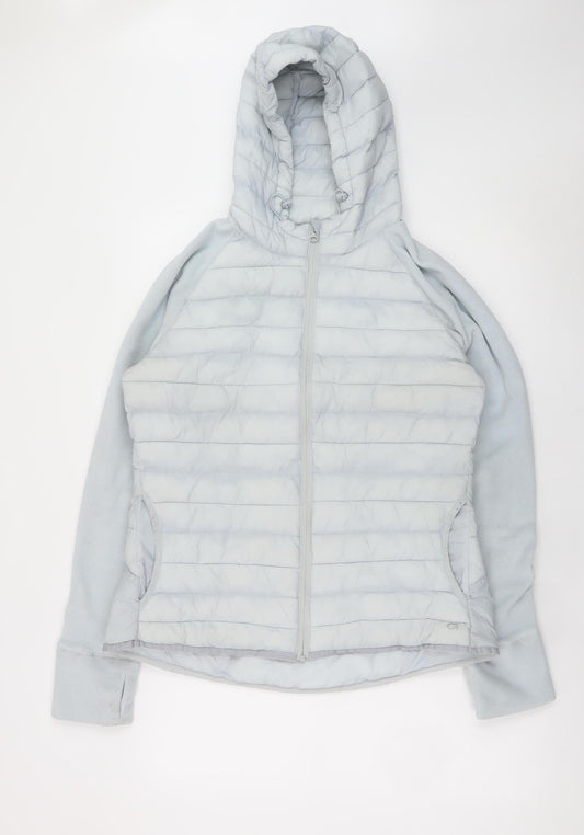 GapFit Womens Grey Hooded Puffer Jacket Size L Lightweight