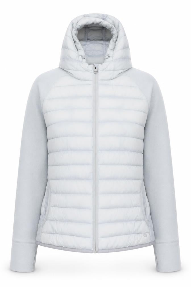 GapFit Womens Grey Hooded Puffer Jacket Size L Lightweight