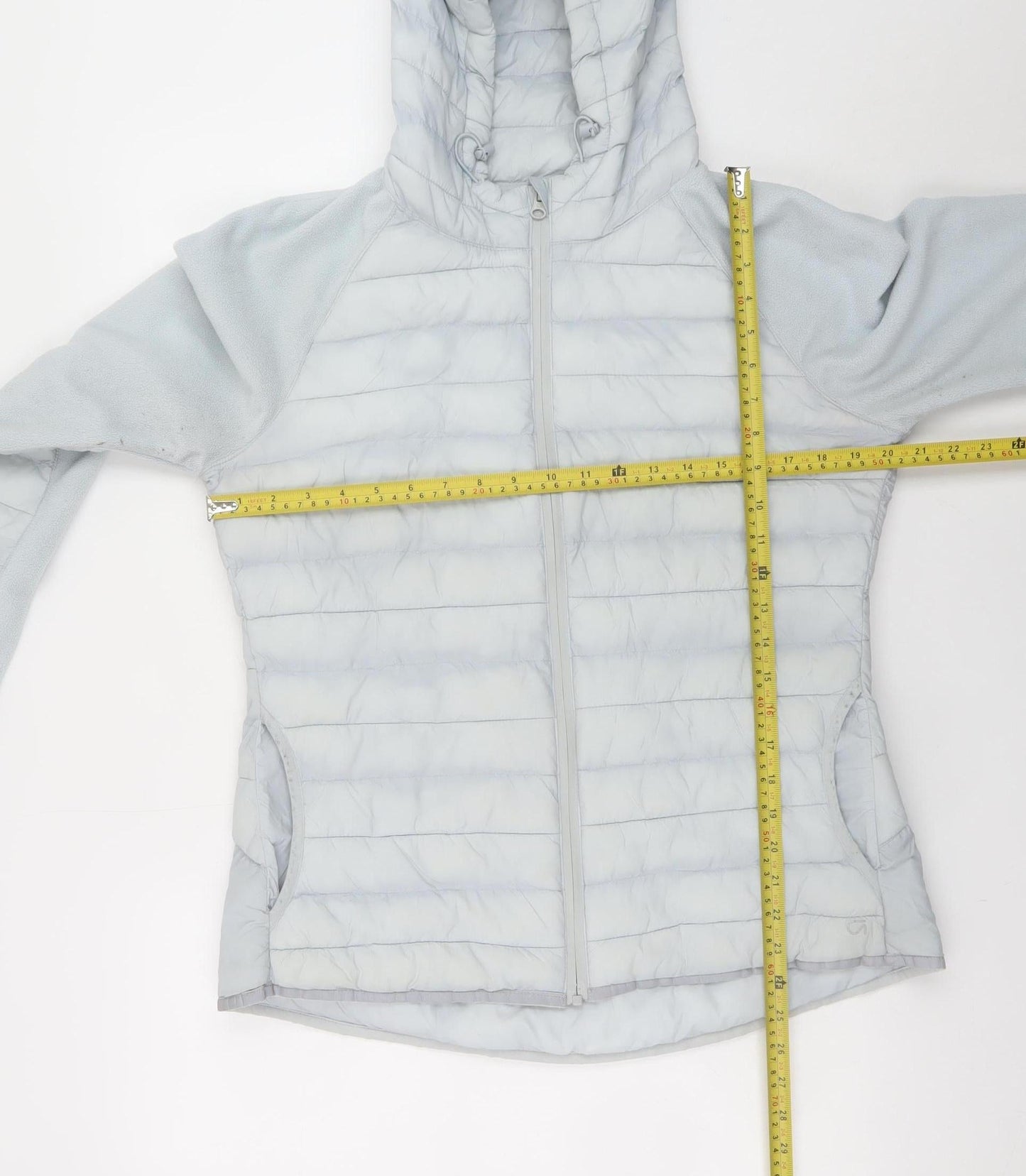 GapFit Womens Grey Hooded Puffer Jacket Size L Lightweight