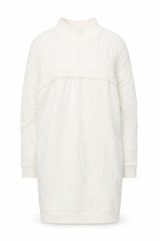 River Island Women’s White Knit Sweater Dress M High Neck Winter Style