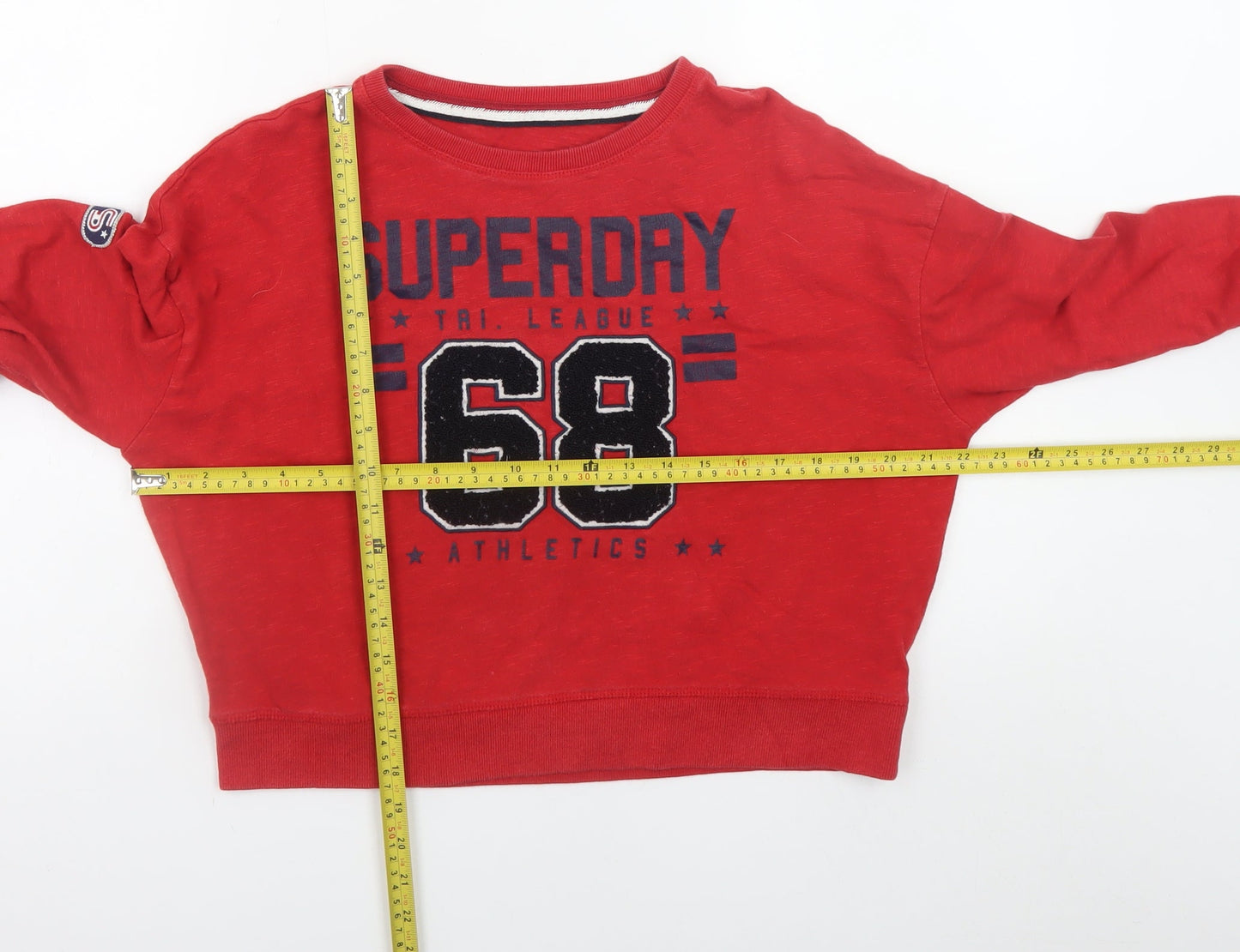 Superdry Women's Red XS Cropped Pullover Sweatshirt 68 Athletics