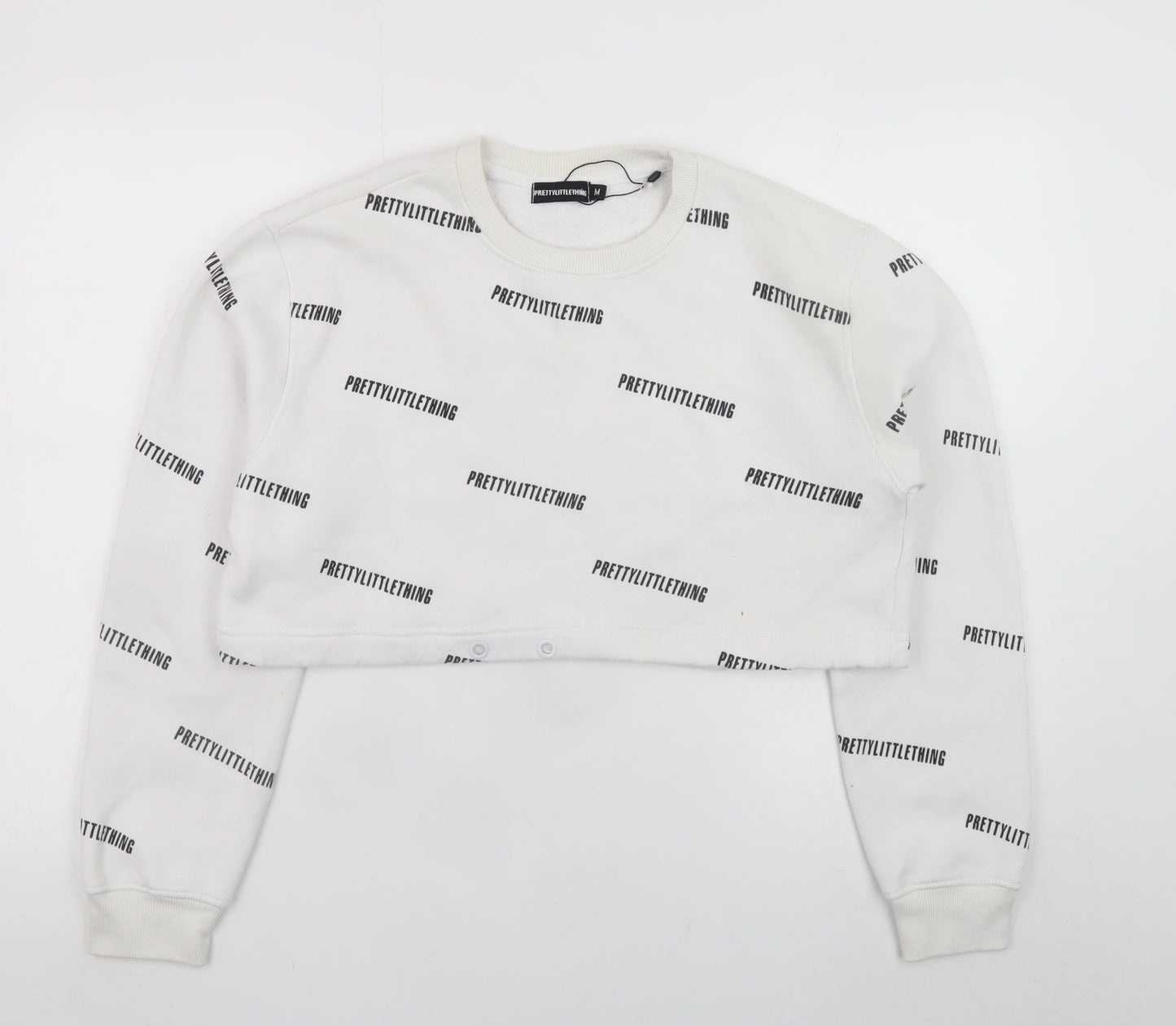 PrettyLittleThing Womens White Cropped Pullover Sweatshirt M