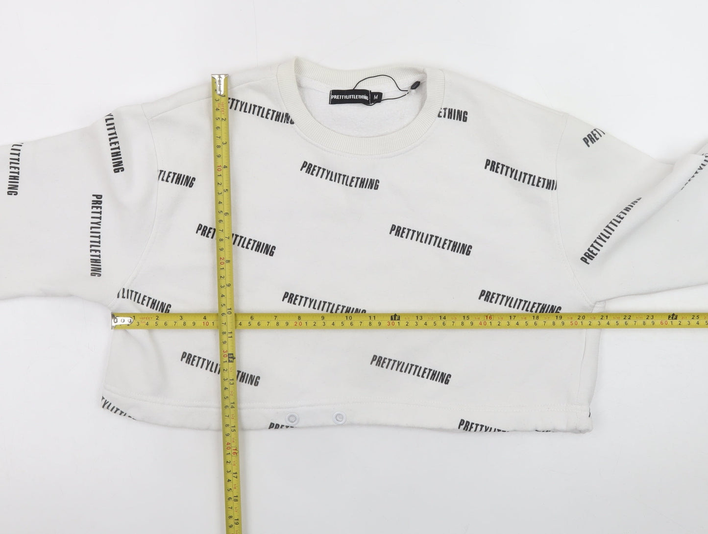 PrettyLittleThing Womens White Cropped Pullover Sweatshirt M
