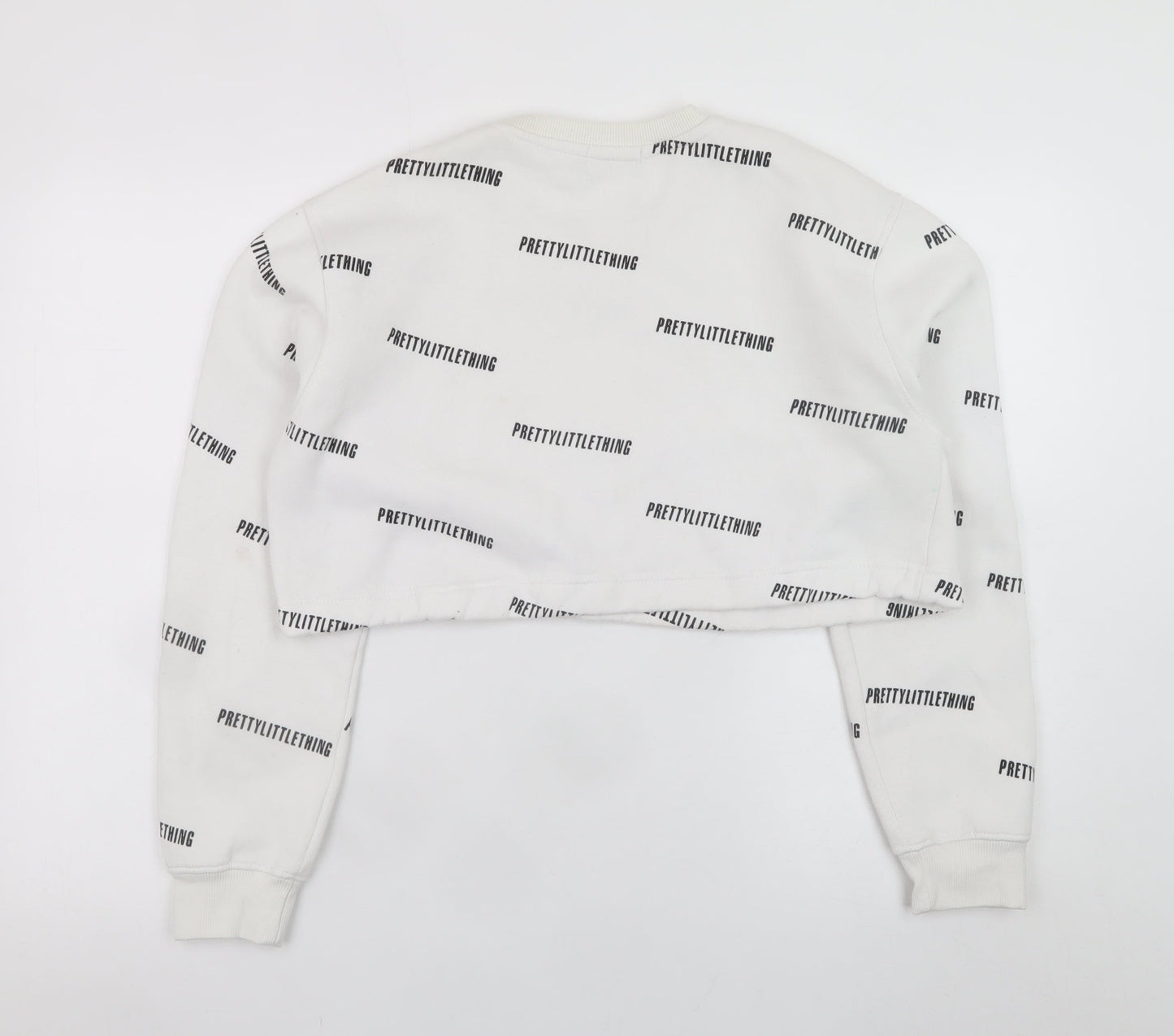 PrettyLittleThing Womens White Cropped Pullover Sweatshirt M