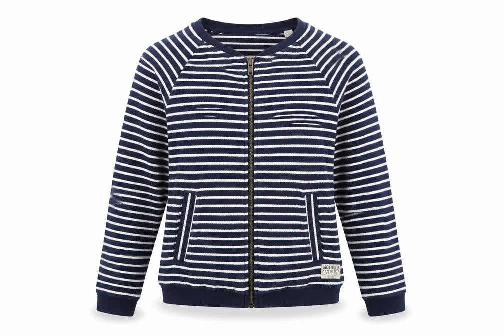 Jack Wills Womens Blue Striped Cotton Bomber Jacket UK 8