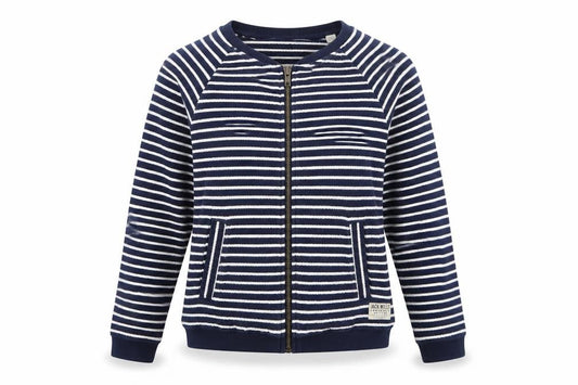 Jack Wills Womens Blue Striped Cotton Bomber Jacket UK 8