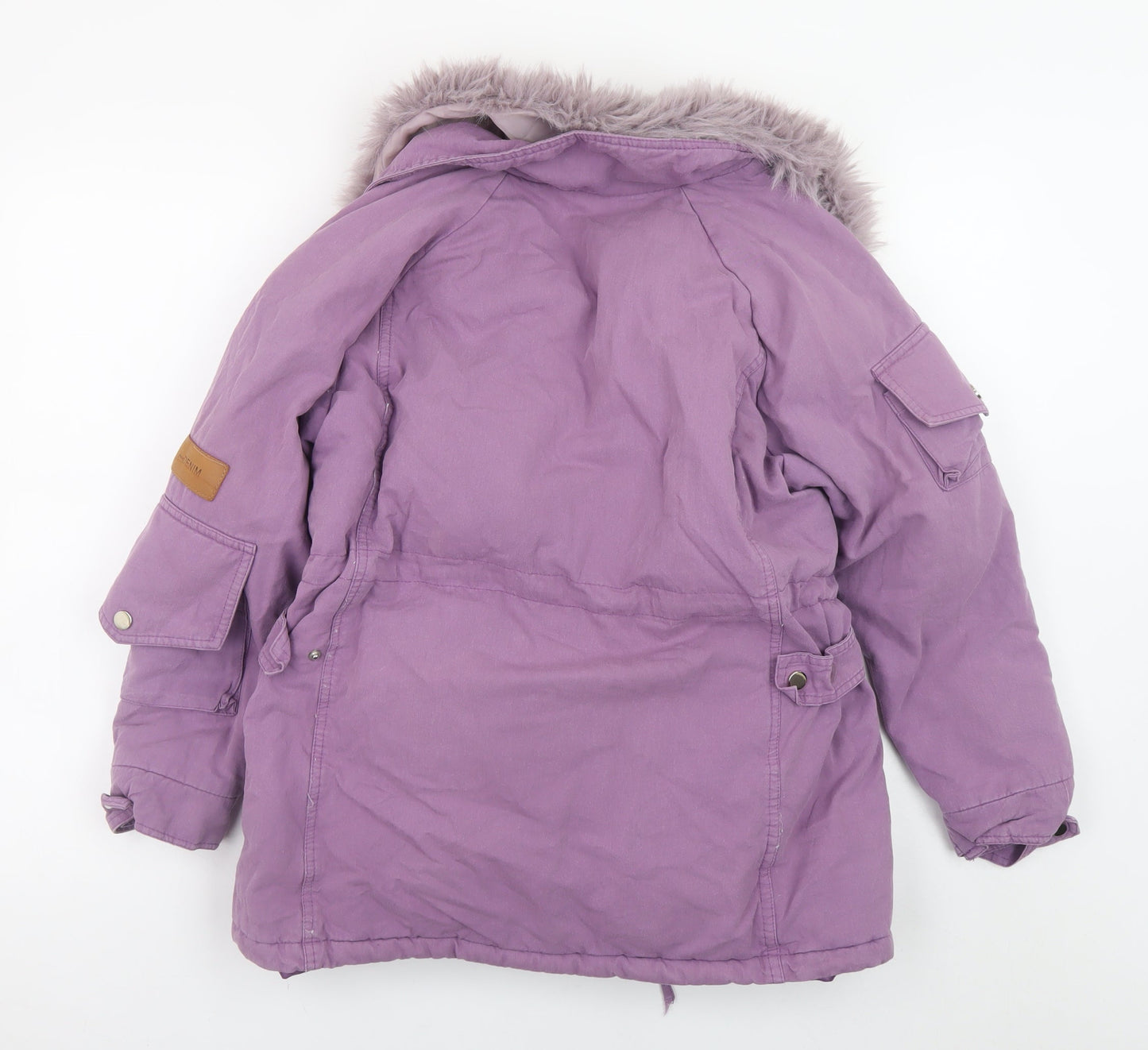 Y.J Women’s Purple Fur Trim Parka Jacket Size L Long Sleeve Winter Coat