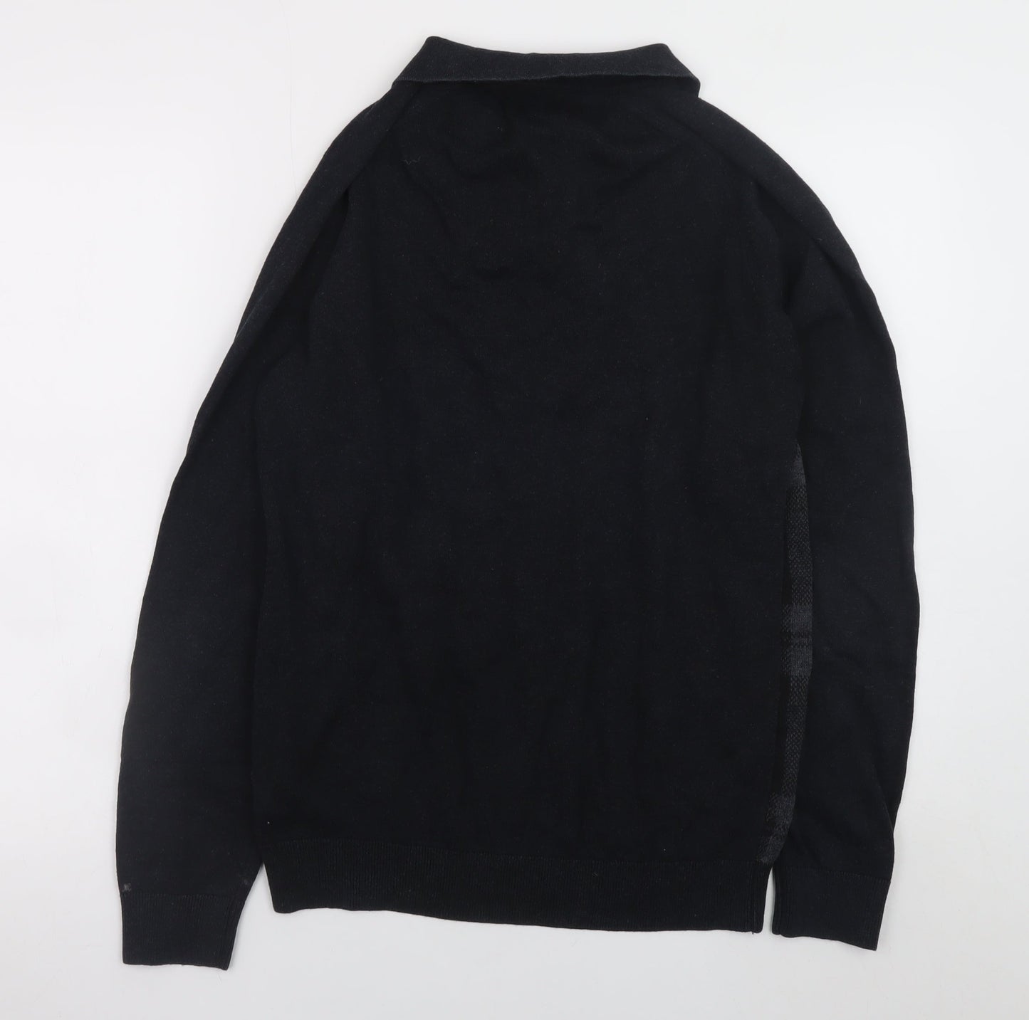 Next Men's Black Check Collared Cotton Long Sleeve Casual Shirt M