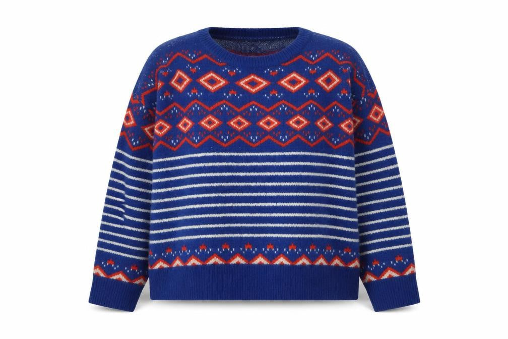M&Co Women's Blue Fair Isle Knit Jumper Size 18