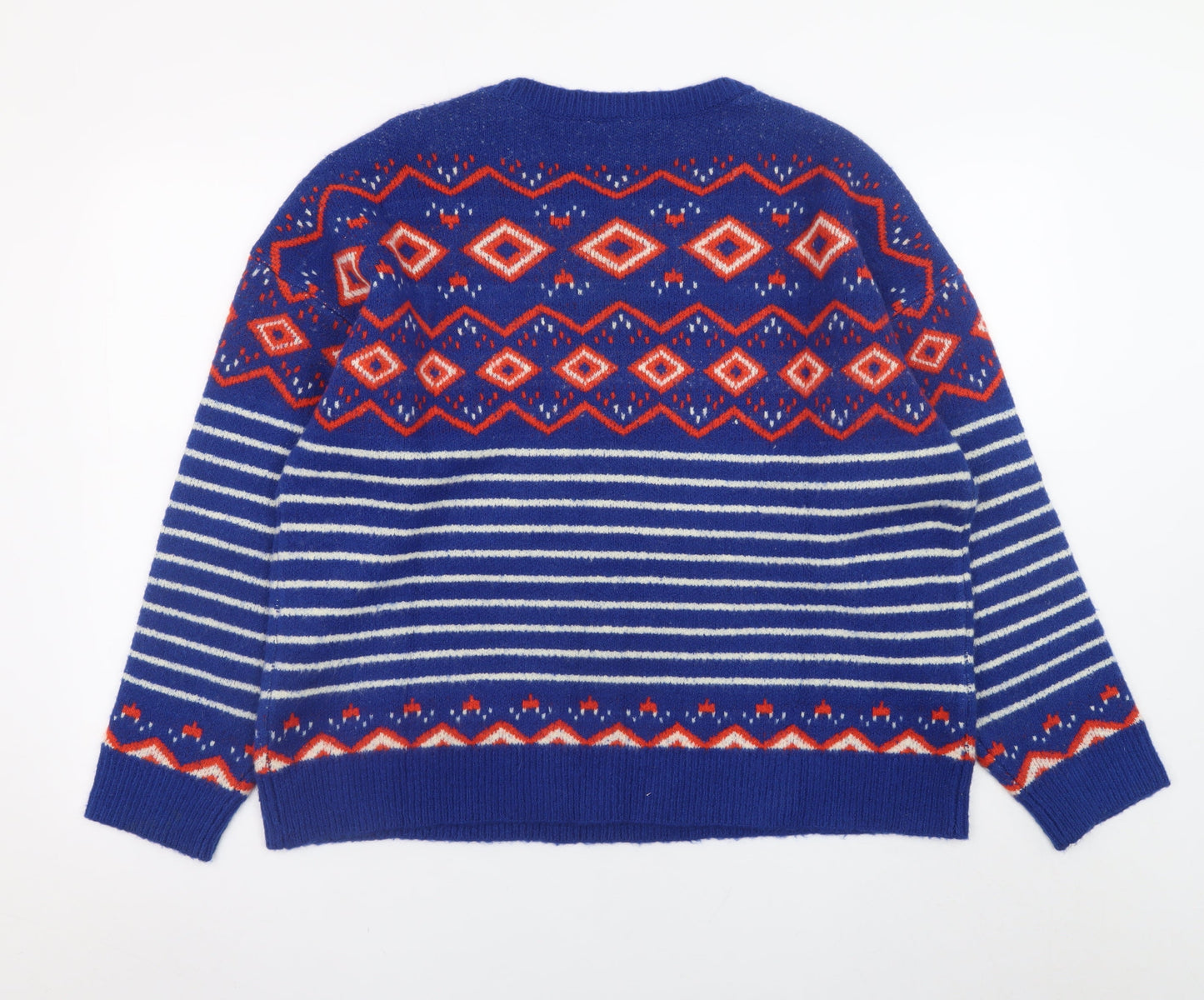 M&Co Women's Blue Fair Isle Knit Jumper Size 18