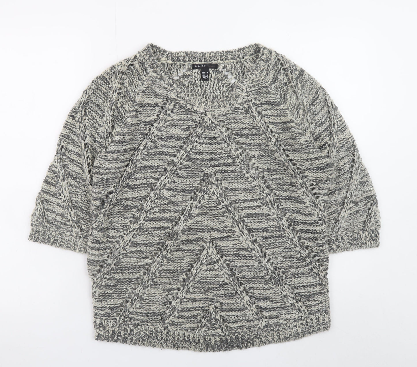 Mango Women’s Grey Chunky Knit Pullover Jumper Size 10
