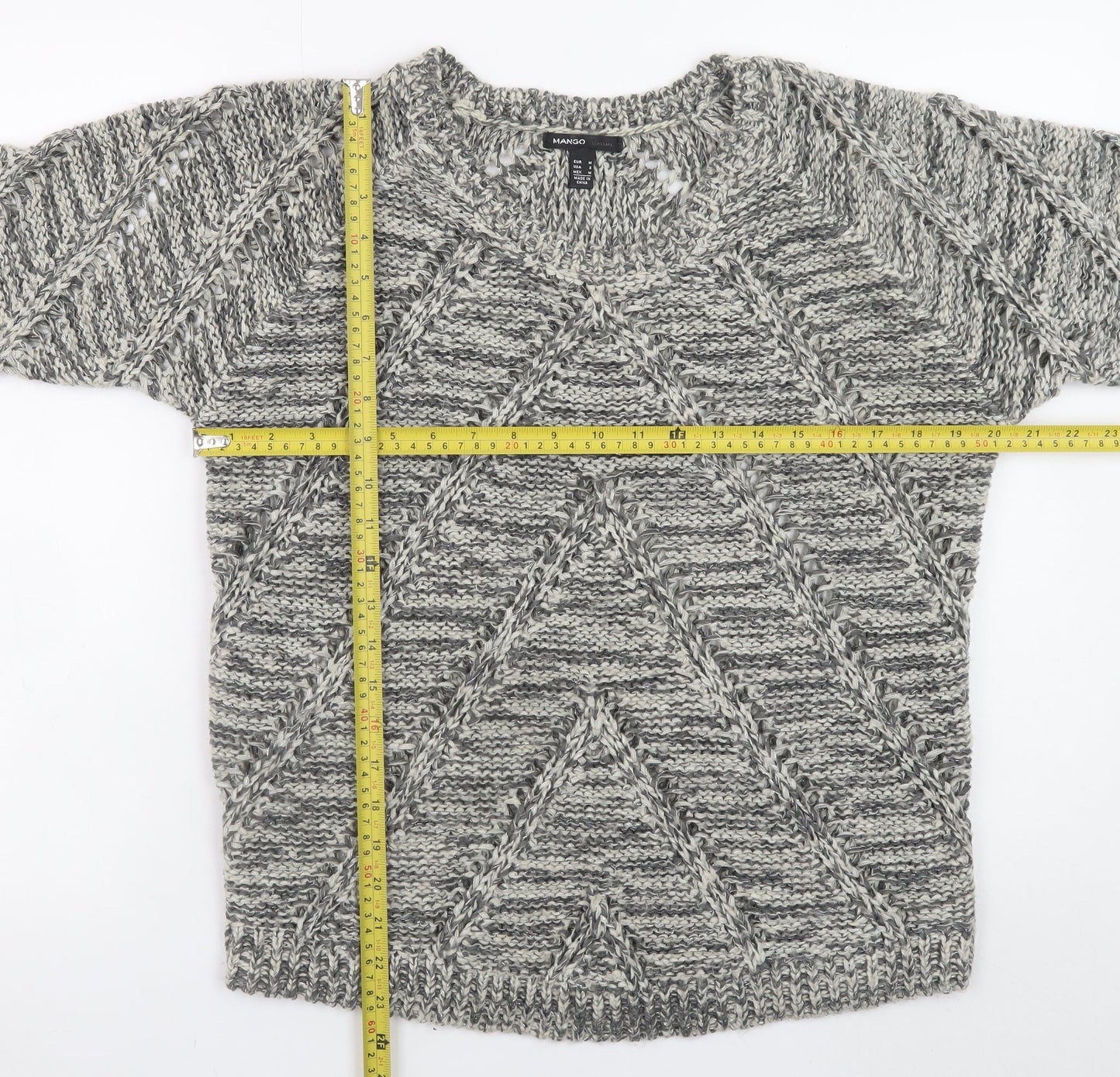 Mango Women’s Grey Chunky Knit Pullover Jumper Size 10
