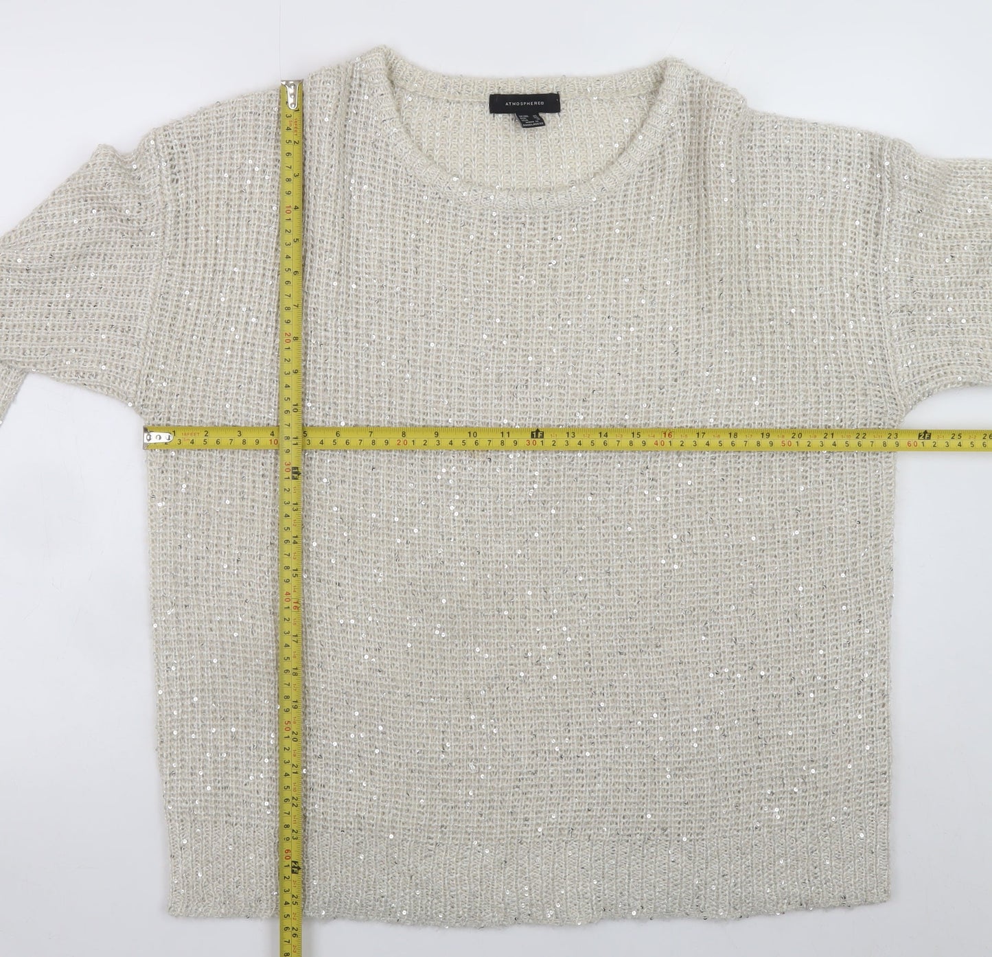 Atmosphere Women Ivory Sequin Knit Jumper Size 20