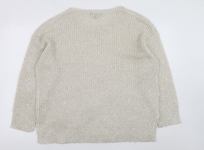 Close-up detail of Atmosphere Women Ivory Sequin Knit Jumper, size 20