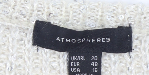 Atmosphere Women Ivory Sequin Knit Jumper Size 20