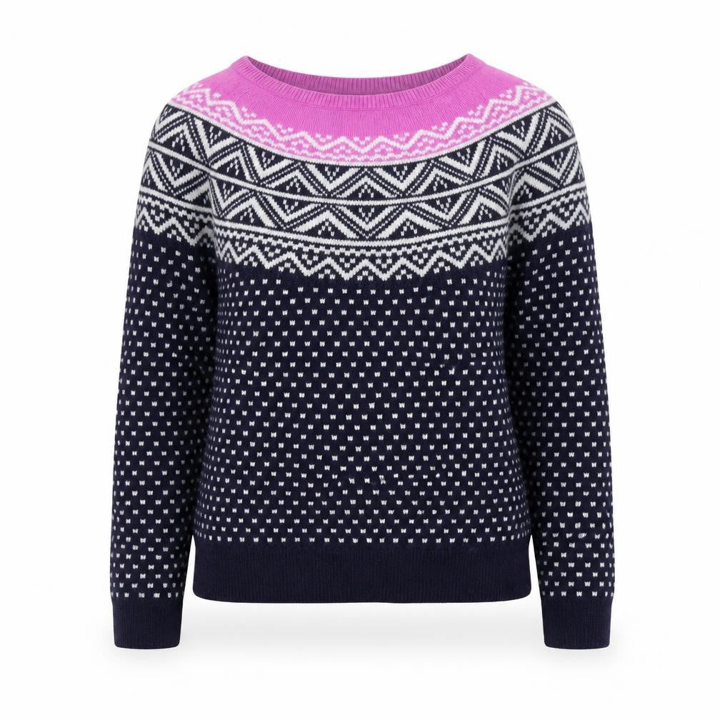 Gap Women's Blue Fair Isle Crew Neck Jumper Size M