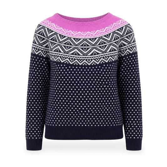 Gap Women's Blue Fair Isle Crew Neck Jumper Size M