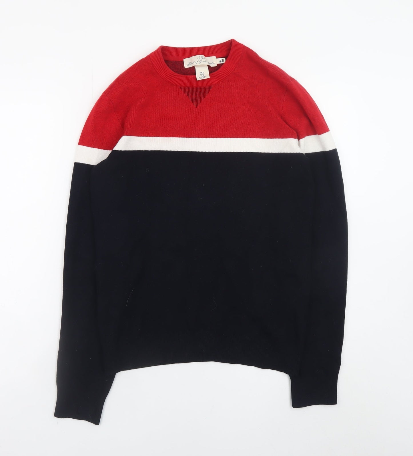 H&M L.O.G.G. Men’s Multicoloured Cotton Crew Neck Jumper XS