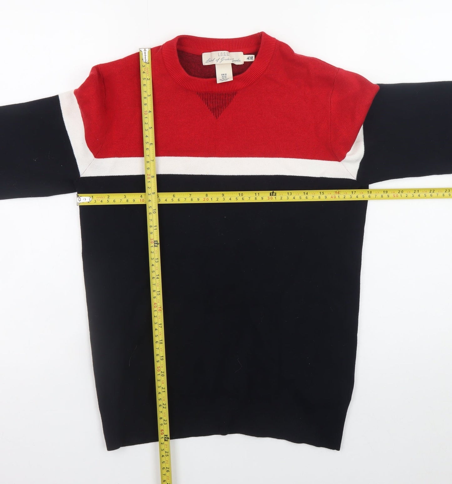 H&M L.O.G.G. Men’s Multicoloured Cotton Crew Neck Jumper XS