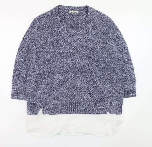Tu Women Blue Size 14 Cotton Knit Pullover Jumper