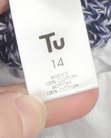 Tu Women Blue Size 14 Cotton Knit Pullover Jumper