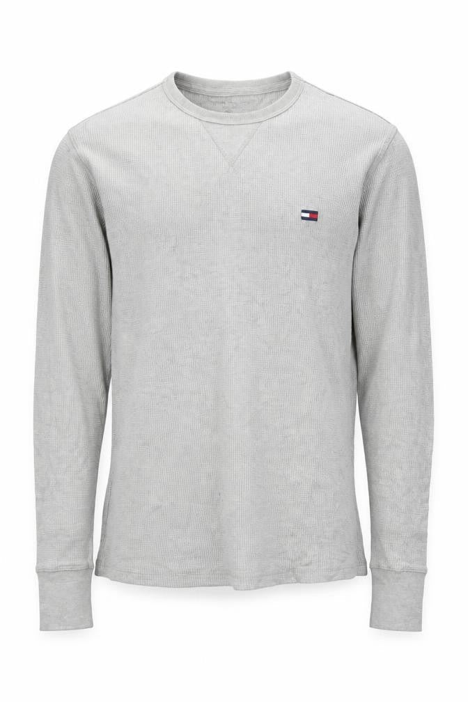 Tommy Hilfiger Men's Grey Long Sleeve Cotton Crew Neck T-Shirt Size S